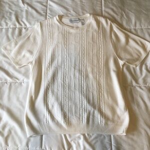 Alfred Dunner Women’s White Short Sleeve Sweater Medium